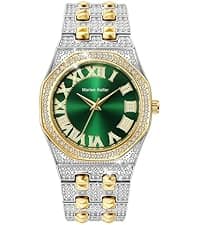 Gosasa Luxury Unisex Crystal Diamond Watches Quartz Digital Calendar Rose Gold Silver Stainless Steel Watch