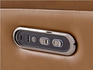 Watson & Whitely Genuine Leather Power Recliner Sofa, 3 Seater Wall Hugger Reclining Sofas with Power Headrest, USB & TypeC Ports, Electric Recliner Couch Set for Living Room, Saddle Brown