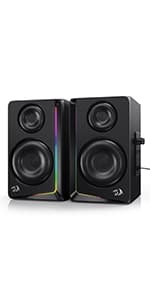 Redragon GS520 RGB Desktop Speakers, 2.0 Channel PC Computer Stereo Speaker with 6 Colorful LED Modes, Enhanced Sound and Easy-Access Volume Control, USB Powered w/ 3.5mm Cable