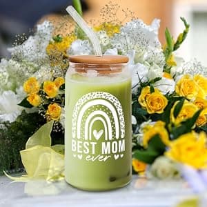 Gifts for Mom from Daughter Son - Birthday, Mothers Day, Christmas Mom Gifts for Wife, Her - Gift Ideas for Mama, Mother - Gift for New Moms, Mothers - 16 Oz 2-sided Can Glass