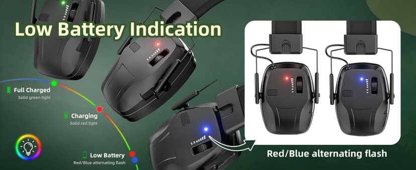 Rechargeable Shooting Protection Earmuffs with 4X Sound Amplification, Automatic Noise Cancelling Headphones Electronic Ear Muffs Music Volume Adjustable Folding for Hunting Racing Mowing