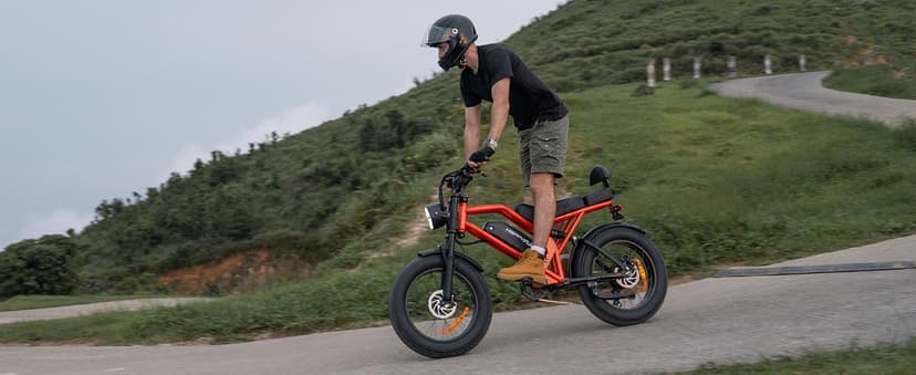 HAPPYRUN 1500W Electric Bike for Adults, 48V 18Ah Removable Battery, 20" Fat Tire E-Bike, 32MPH & 68+ Miles Range, 7-Speed Transmission, All-Terrain Mountain Ebike for Men & Women (Orange-red)