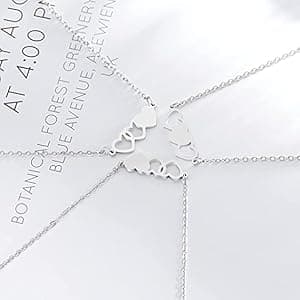 Sunflower Jewellery Friendship Necklace for 3 4 Stainless Steel Heart-Shaped Necklace/Bracelet Three Hearts Composed of Friendship Necklace/Bracelet, Gifts for Friends