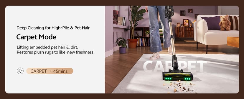 Ultenic Cordless Vacuum Cleaner, 550W 50KPA 65Mins, Stick Vacuum Cordless Rechargeable with Touch Screen, Self-Standing, 180° Lay-Flat, Anti-Tangle Handheld Vacuum Cleaners for Home/Pet Hair/Carpets