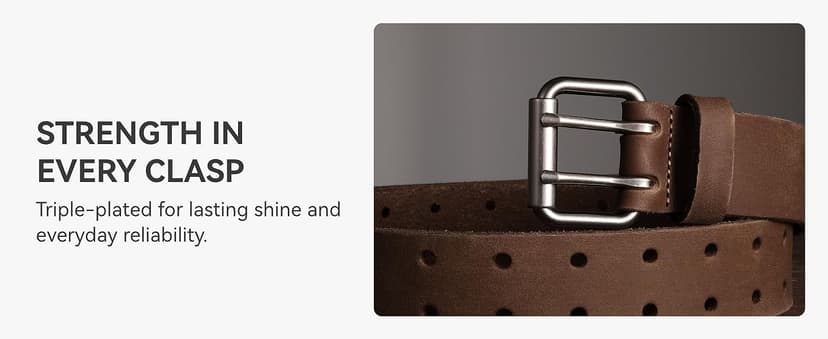 CHAOREN Work Belts for Men Heavy Duty - 1.5" Full Grain Leather Belt Casual - Fully Adjustable, Double Prong