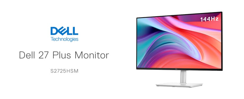 Dell 27 Plus Monitor - S2725HSM - 27-inch FHD (1920x1080) 144Hz 1ms Display, 2 x 3W Speakers, HDMI Connectivity, Height/Tilt/Pivot/Swivel Adjustability, AMD FreeSync - Ash White