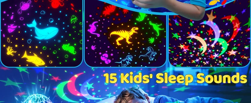 Baby Toys Sensory Toys for Boys Sound Machine Night Light Projector Autism Toys Kids Christmas Gifts | 15 White Noise 3D Films 31Colors Remote Control Night Light for Kids, Baby Boy Gifts Egg Light