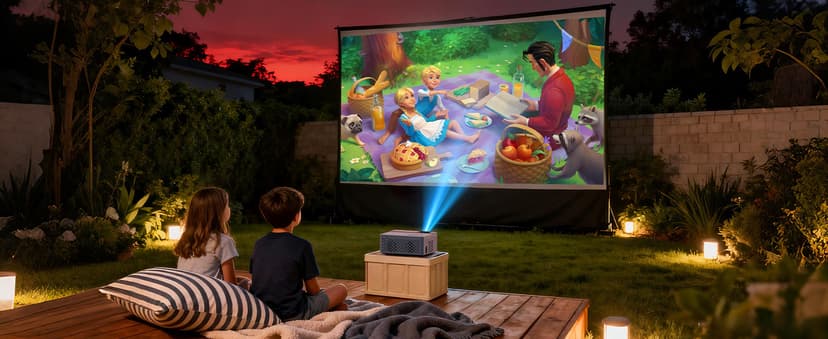 TMY Mini Projector, Upgraded Bluetooth Projector with Screen, 1080P Full HD Portable Projector, Movie Projector Compatible with TV Stick Smartphone/HDMI/USB, indoor & outdoor use