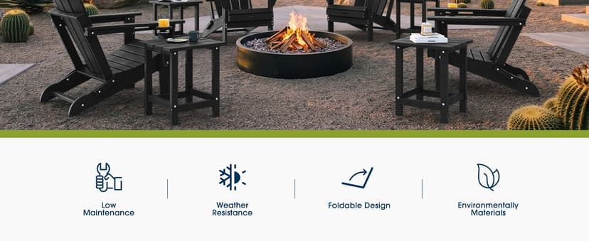 MUCHENGHY Folding Adirondack Chairs, Patio Chairs, Lawn Chairs, Outdoor Chair, Adirondack Chair Plastic, Fire Pit, Weather Resistant with Cup Holder for Deck, Backyard, Garden(Gray)