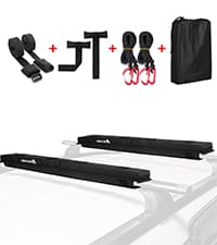 Abahub Soft Roof Rack Pads with 2 Tie Down Straps, 2 Tie Down Ropes, 2 Hood Loops and Storage Bag, for Surfboard, Kayak, Canoe, Heavy Duty Universal Car Roof Racks System Black 30 Inch