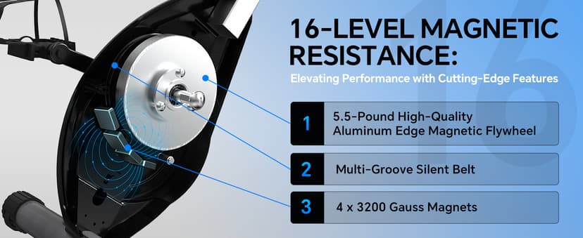 Foldable Exercise Bike for Small Apartments, Stationary Bikes for Home, Indoor Portable Cycling Bike with 16-Level Magnetic Resistance, 260LBS Capacity, 5.5 LBS Flywheel, for Small Space Workout 816