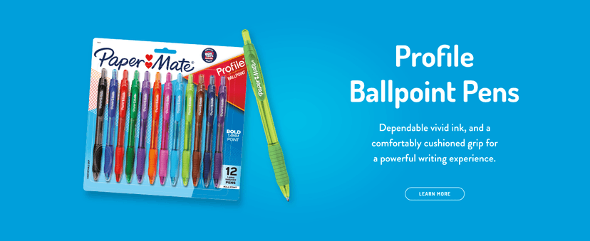 Paper Mate Profile Retractable Ballpoint Pens, Bold Point (1.4mm), Black Ink, 12 Count - Writing, Journaling, Office Supplies