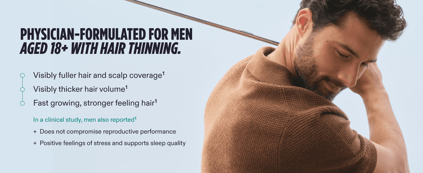 Nutrafol Men's Hair Growth Supplements, Clinically Tested for Visibly Thicker Hair and Scalp Coverage, Dermatologist Recommended - 1 Month Supply