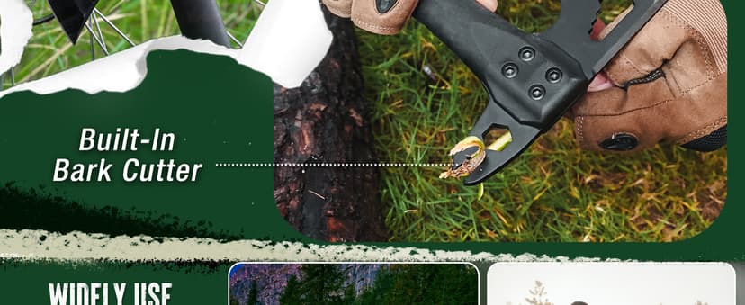 MOSSY OAK 12" Camping Axe and Survival Hatchet with Sheath, Compact Outdoor Multitool Hatchet with Hex Wrench Slots, Non-Slip Dual-Color Handle, Small Camping Gear for Hiking, Chopping, Hunting