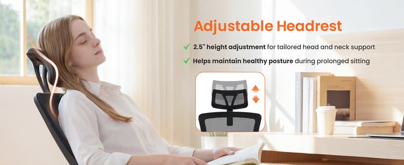 NEO CHAIR Office Desk Chair Gaming Computer High Back Support Mesh Comfy Seat with Adjustable Ergonomic Headrest Lumbar Rolling Flip-up Armrests and Wheels (Black)
