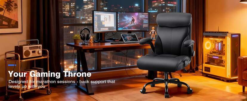 AreShark Office Chair - Executive High Back Breathable Comfy Desk Chair with Lumbar Support - Ergonomic Leather Rolling Swivel Computer Chair with Rock Function for Working Studying Gaming Relaxing