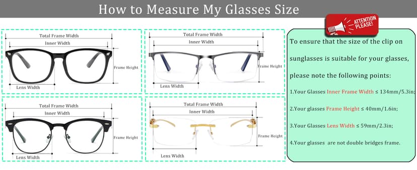 FRAZALA Polarized Clip-on Sunglasses Anti-Glare Driving Glasses for Prescription Glasses