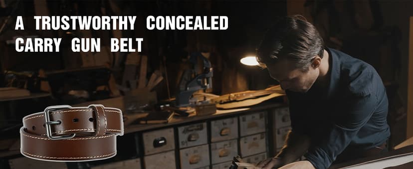 YOETEY Leather Gun Belt for Men - 1.5" Heavy Duty Belt for Work CCW