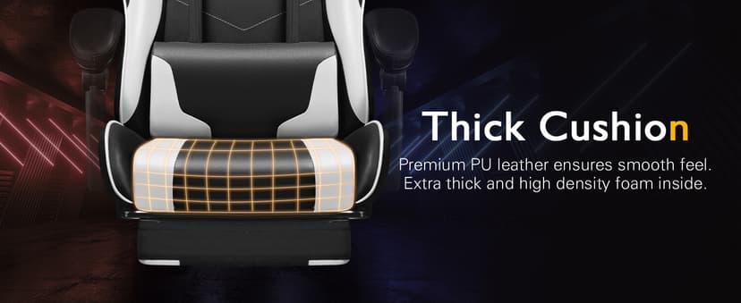 Homall Gaming Chair, Video Game Chair with Footrest and Massage Lumbar Support, Ergonomic Computer Chair Height Adjustable with Swivel Seat and Headrest (White)