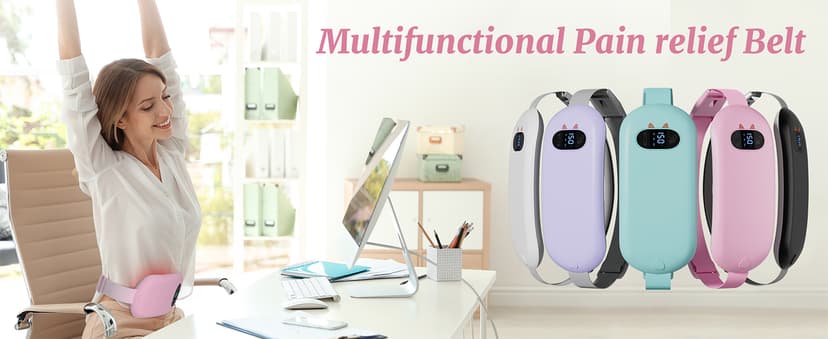 FSA HSA Eligible Portable Heating Pad for Cramps, Upgrade Cordless Electric Period Fast Heating Pad for Back Pain Relief Menstrual Belt 6 Heat 6 Massage Modes Gifts for Women Girls Her Girlfriend Pink