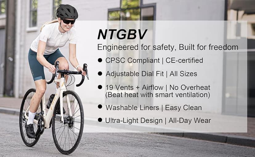 Adult Bike Helmet for Men/Women with Helmet Bag 2 Removable Moisture-Wicking Liners Adjustable Dial Comfort Fit Lightweight Shockproof CPSC 1203 Safety Certified for Road-Ready/Urban-Commute/MTB