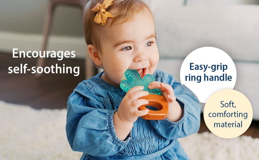 Dr. Brown's AquaCool Water-Filled Teether, Cooling Baby Teether Toy for Sore Gums, Green Cactus, BPA Free, 3m+, 2-Pack