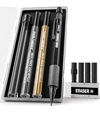 Four Candies 2MM Mechanical Pencil Set with case, Artist Led Pencil Metal Lead Holder with 60PCS Graphite Lead Refill (HB, 2H, 2B, 4B, Color) Kneaded Eraser, Sharpener for Writing, Drawing, Sketching