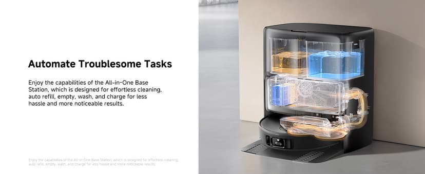 Mova V50 Ultra Complete Robot Vacuum and Mop Self-Cleaning, 24,000 Pa Suction, Liftable Navigation with Obstacle Overcoming and Warm Water Mopping with DuoSolution System Designed for Pets, Black