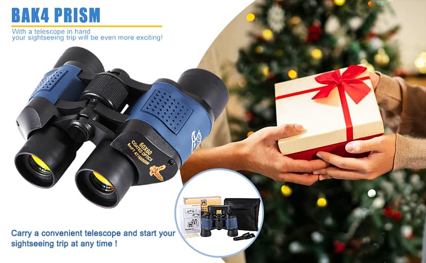 Adult Night Vision Binoculars 60x60 1000M Professional Waterproof High-Power Optical Binoculars, Suitable for Stargazing, Bird Watching, Concerts, Football, Sightseeing, Hunting, and Easy to Carry.