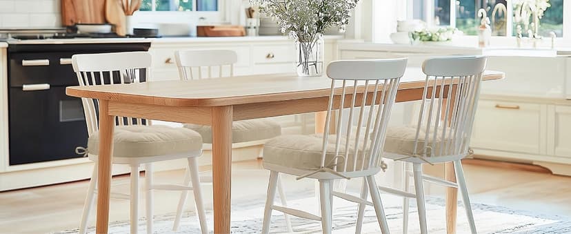 Codi Dining Chair Cushions 4 Pack, Thick Chairs Pads for Indoor Kitchen Room - Washable, Non-Slip Memory Foam Seat Cushion with Ties, 16.5"x16.5"x 3.5", Set of 4, Beige New