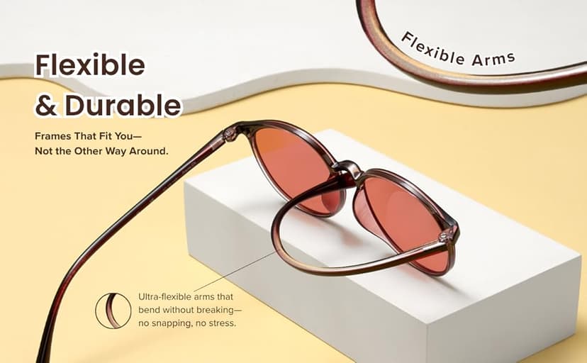 BRADDELL Indoor FL-41 Rose & Outdoor FL-60 Brown Tinted Migraine Light Sensitivity Glasses for Fluorescent LED Glare, Photophobia and Concussion (MEDIUM)
