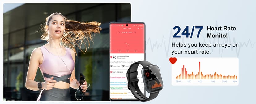 Puqo Puqo Smart Watches for Men Women, 1.95" HD Touchscreen Fitness Tracker with Bluetooth Calls, IP68 Waterproof, 120+ Sport Modes, 7-Day Battery, 24/7 Heart Rate & Sleep Monitor for Android iOS (Blue)