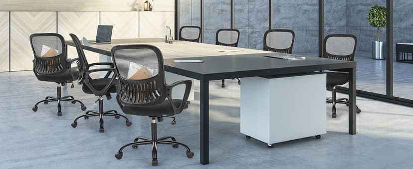 Sweetcrispy Home Office Managerial Executive Chair, Ergonomic Mesh Adjustable Swivel Mid-Back Chair with Comfortable Lumbar Support, Comfy Arms for Bedroom,Study,Student
