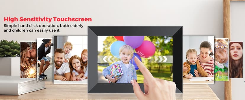 Frameo 10.1 Inch WiFi Digital Picture Frame with 1280 * 800P IPS Touch Screen HD Disply,Video Clips and Slide Show,Auto-Rotate, Wall Mountable,Send Photos Instantly from Anywhere with via Frameo APP