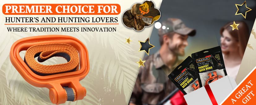 MULTUS Deer Drag Rope & Strap - Heavy Duty Deer Puller for Hunting - Unique Gifts for Hunters, Dad, Men Who Have Everything - Hunting Essentials & Accessories