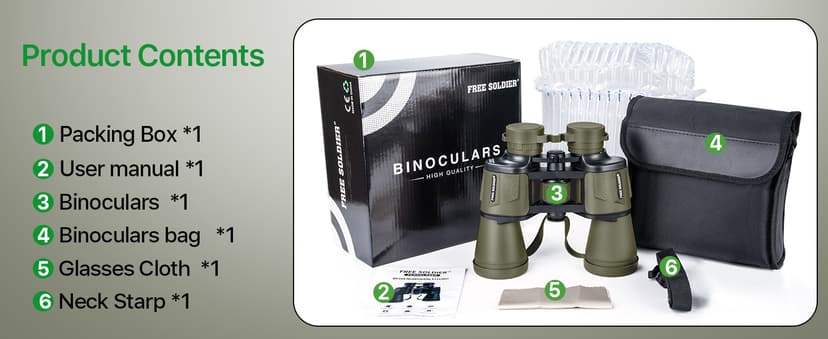 20x50 Hunting Binoculars for Adults High Powered with Low Light Night Vision - 28mm Large Eyepiece Professional Binoculars for Bird Watching Hiking Travel with BAK4 Prism FMC Lens, Green