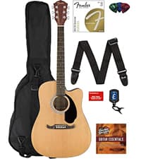 Fender FA Series Dreadnought Acoustic-Electric Guitar - Natural Bundle with Gig Bag, Strap, Strings, Picks, and Austin Bazaar Instructional DVD