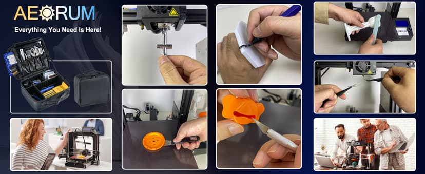 124Pcs 3D Printing Accessory Tools with Tool Bag for 3D Printer Modeler Basic Tools Diverse 3D Print Nozzle Cleaning Kit Mini Rotary Tool for Remove/Trim and Finish 3D Print