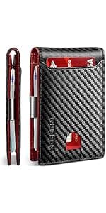 RUNBOX Mens Business Card Holder, Slim Card Wallet for Men and Women, Minimalist RFID Blocking Wallet with Pop-Up Function, Thin Design, Metal Cases Holds 6+6 Cards, Gifts for Men, Men's Accessories