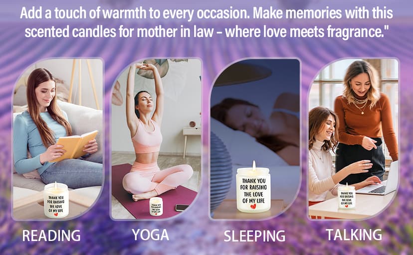 Best Christmas Gifts for Mother in Law Gifts from Daughter Son in Laws - Birthday Gift for Boyfriends Mom, Future Mother in Law Gift Wedding, Lavender and Eucalyptus Scented Candle
