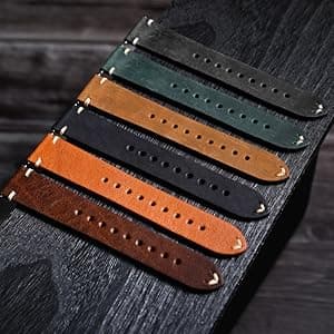BISONSTRAP Men's Watch Bands, Hand-Stitched Leather Watch Straps, Quick Release, 18mm 19mm 20mm 21mm 22mm