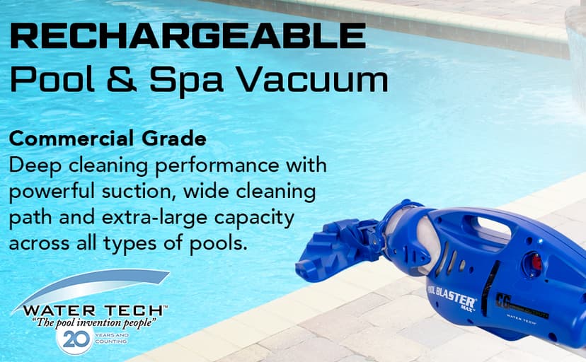 POOL BLASTER Max CG Cordless Pool Vacuum for Commercial Grade Cleaning & Heavy Duty Power, Handheld Rechargeable Swimming Pool Cleaner for Inground & Above Ground Pool, Hoseless Design by Water Tech