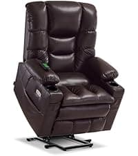 MCombo Power Lift Recliner Chair with Extended Footrest for Elderly People, Fabric 7283 (Dark Gray, Large)