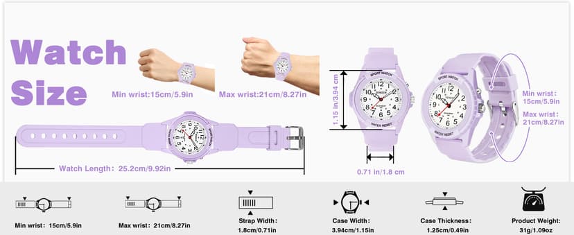 TENOCK Waterproof Nurse Watch for Medical Professionals Students Women Men, Night Light, 12/24 Hour Military Time Easy to Read Dial, Second Hand Watch for Nursing Day Gifts