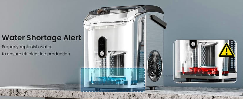 Antarctic Star Nugget Ice Makers Countertop with Auto-Cleaning, 35lbs/Day, Portable Sonic Ice Machine with Handle, Basket and Scoop for Home/Kitchen/Office/Camping(Stainless Steel Silver)