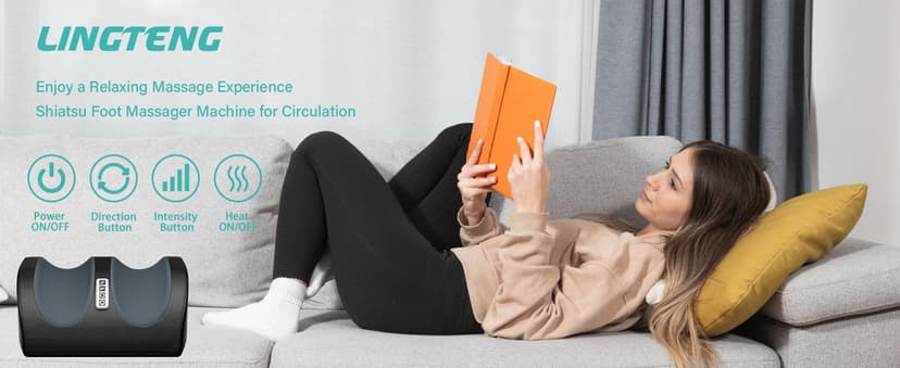 Shiatsu Foot Massager Machine with Heat, Foot and Calf Massager with Massage Roller, Deep Tissue Massager for Plantar Fasciitis, Pain Relief, Promotes Blood Circulation, Gifts for Women & Men