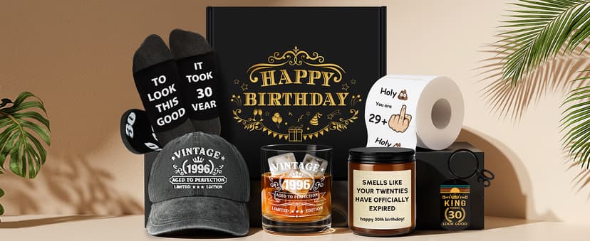 30th Birthday Gifts for Men, 30th Men’s Birthday Gifts for Men Who Have Everything Vintage 1996 Whiskey Glass Baseball Cap 30 Year Old Funny Personalized Birthday Gifts for Him Husband Boyfriend Dad B0FVFCPSLS