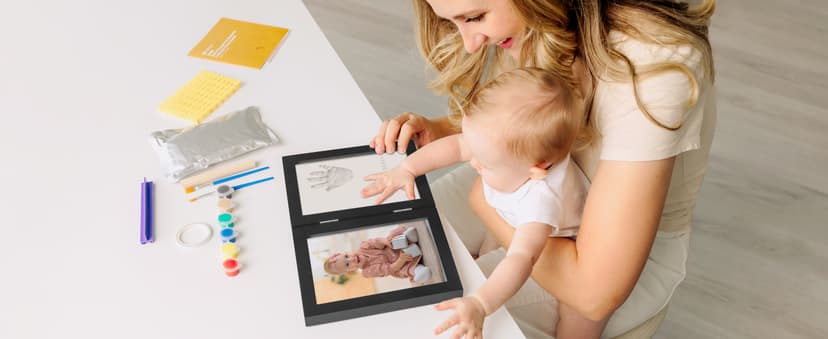 Baby Hand and Footprint Kit, Quick Dry Clay - Newborn Keepsake Feet and Handprint Kit, Nursery Picture Frame, Pet Dog Paw Prints,Personalized New Mom Gifts for Baby Showers & Registry(Onyx Black)