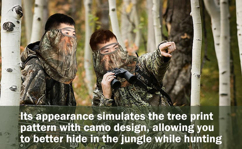 Watayo 2 Pcs Camo Hunting Face Mask, Hunting Head Net Camouflage Balaclava, Adjustable Hunting Breathable Mesh Mask for Men