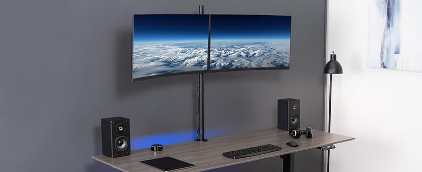 VIVO Dual Monitor Stand Up Desk Mount Extra Tall 39 inch Pole, Fully Adjustable Stand for up to 27 inch Screens, Black, STAND-V012